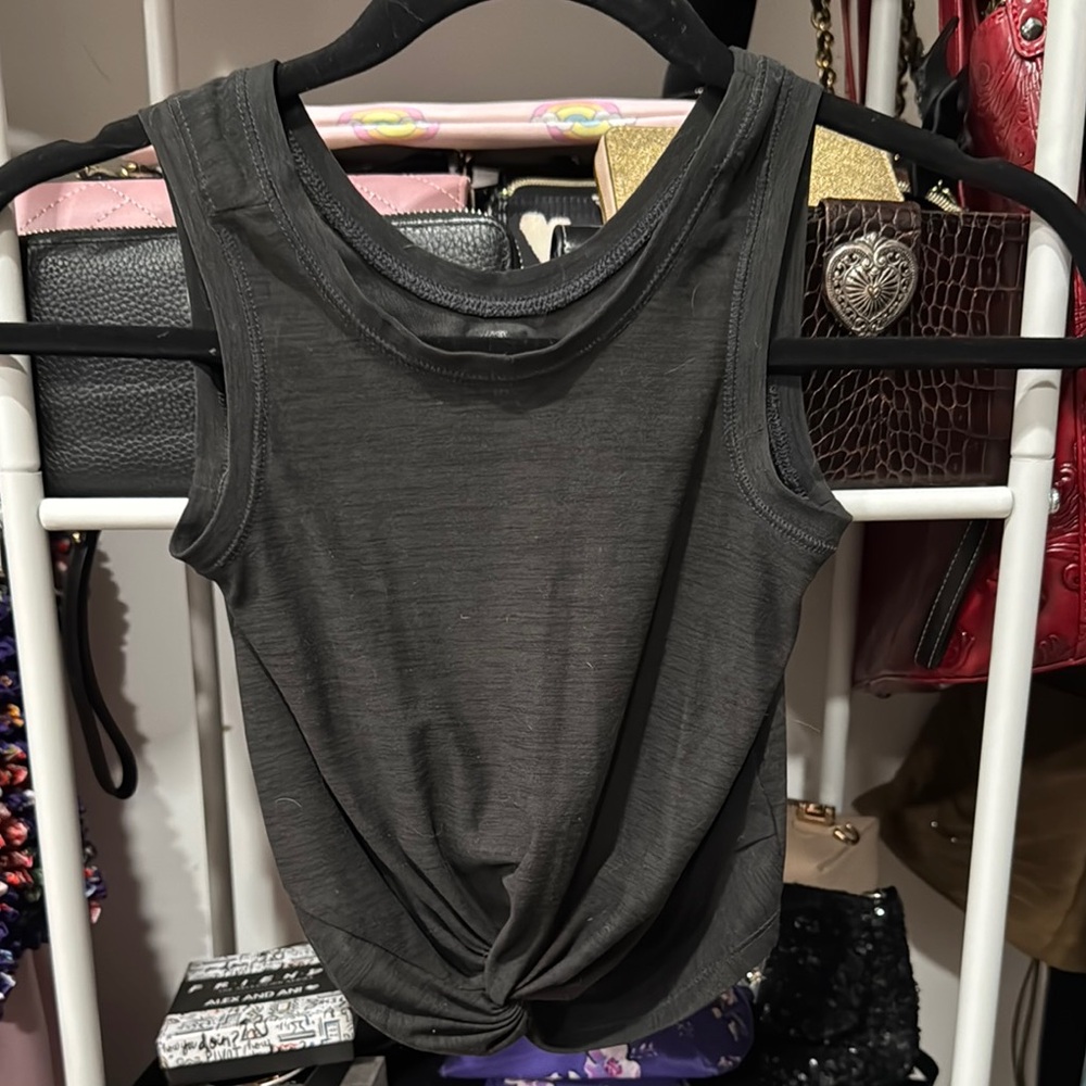 Kids Gray Sleeveless Workout top with knot